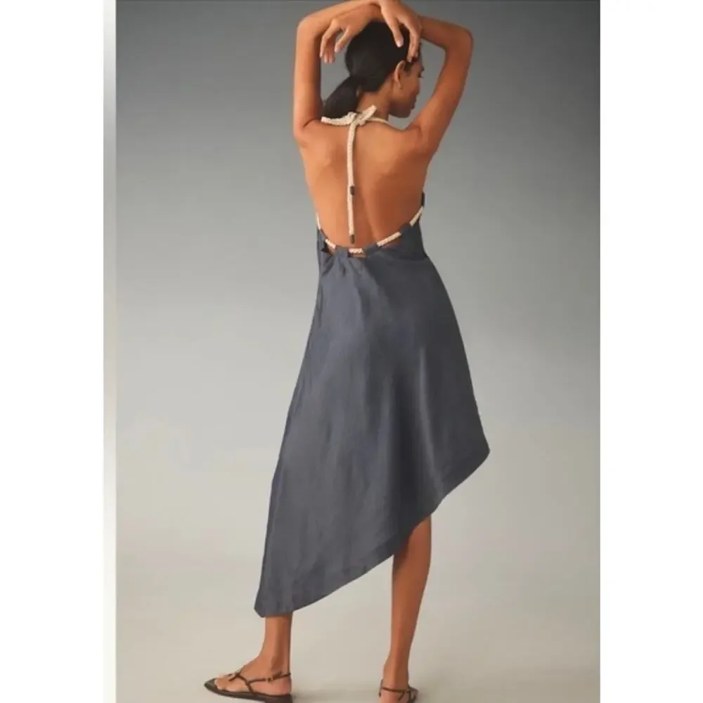 NWT Anthropologie Let Me Be Rope Neck Asymmetrical Dress. Size L. Ret $168 - Picture 2 of 13